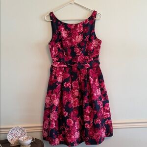 Jessica Howard Navy Dress with Fuchsia Floral Accents